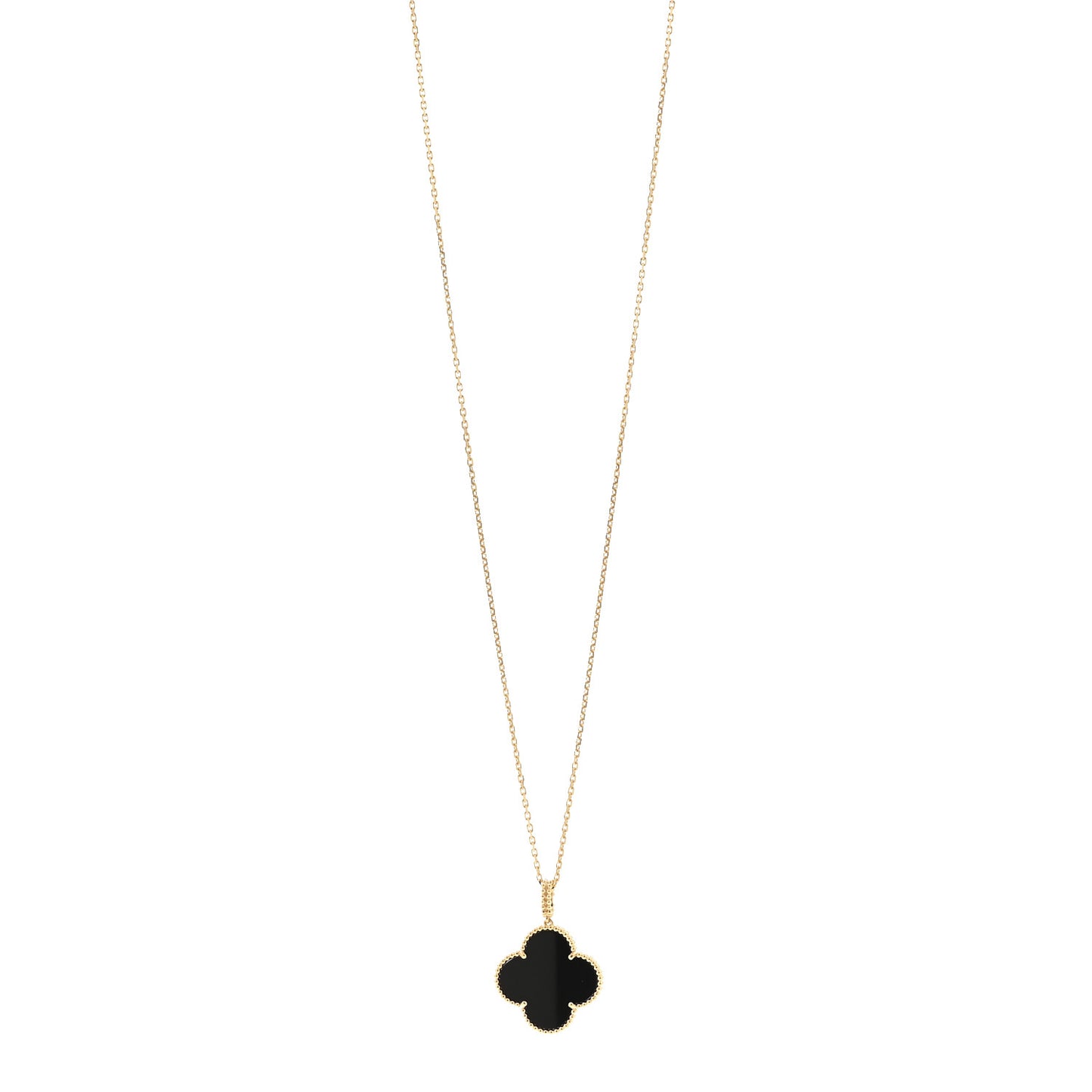 18K Yellow Gold Black Onyx Magic Alhambra Pendant Necklace