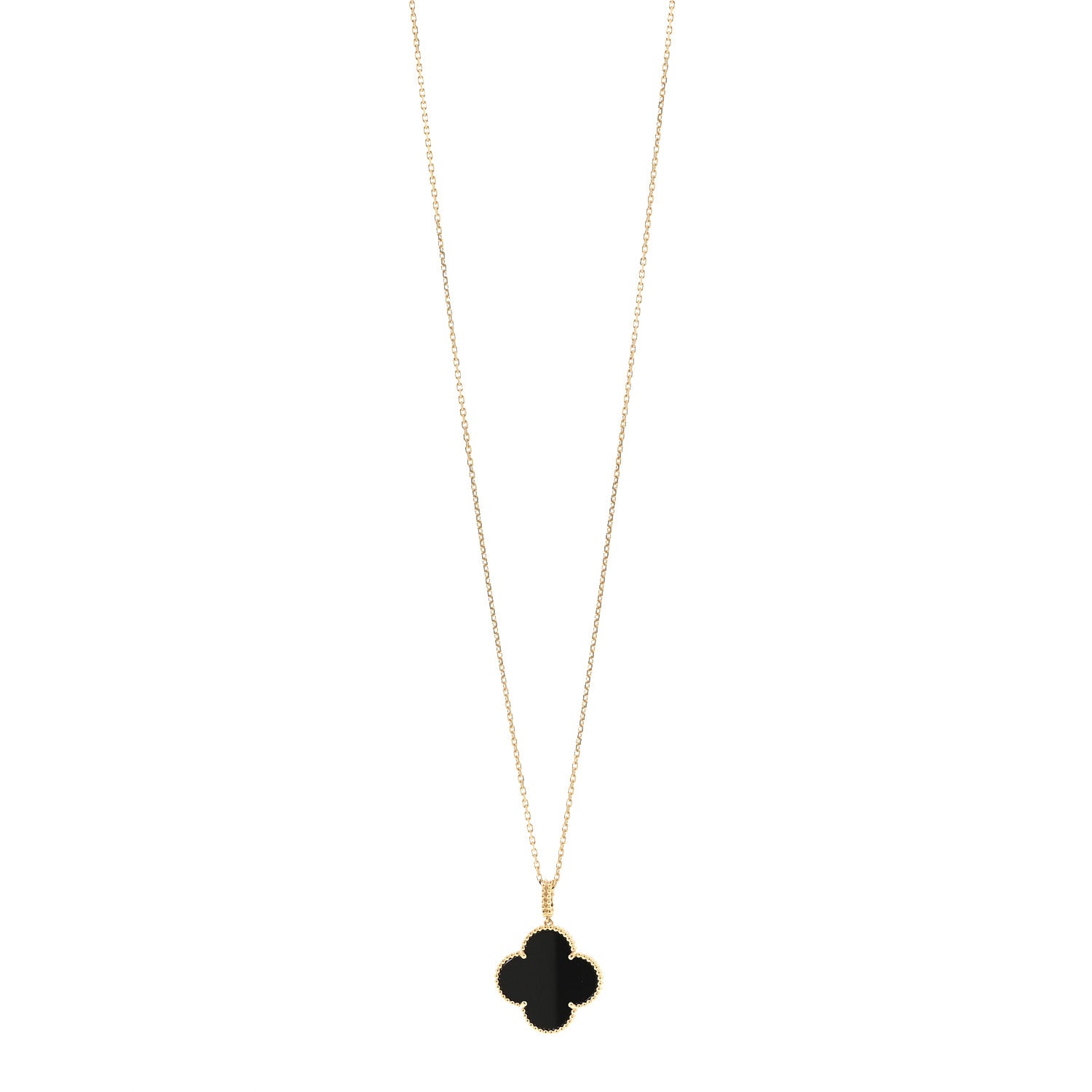 Van Cleef & Arpels 18K Yellow Gold Black Onyx Magic Alhambra Pendant Necklace 1 of 6