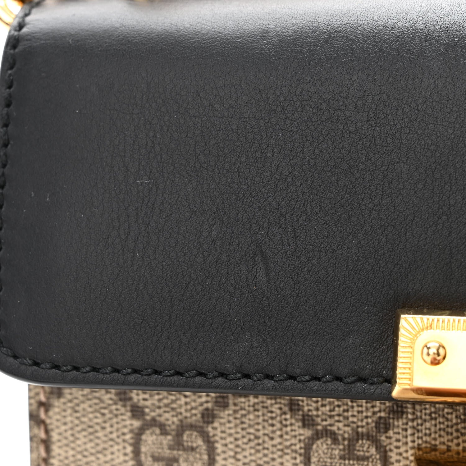 Gucci GG Supreme Monogram Calfskin Small Padlock Shoulder Bag Beige Black Cuir 13 of 15