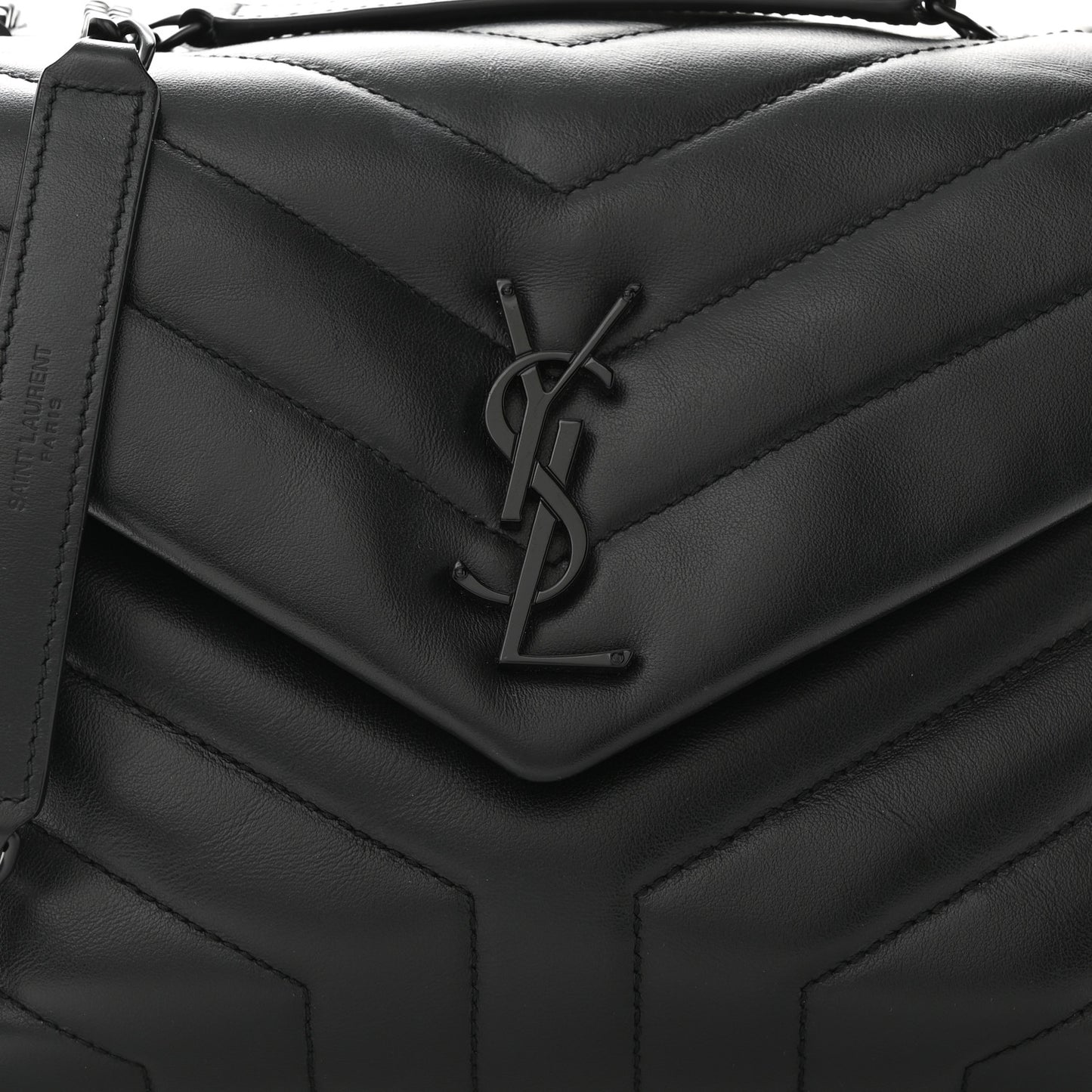 Calfskin Y Quilted Monogram Monochrome Small Loulou Chain Satchel Black