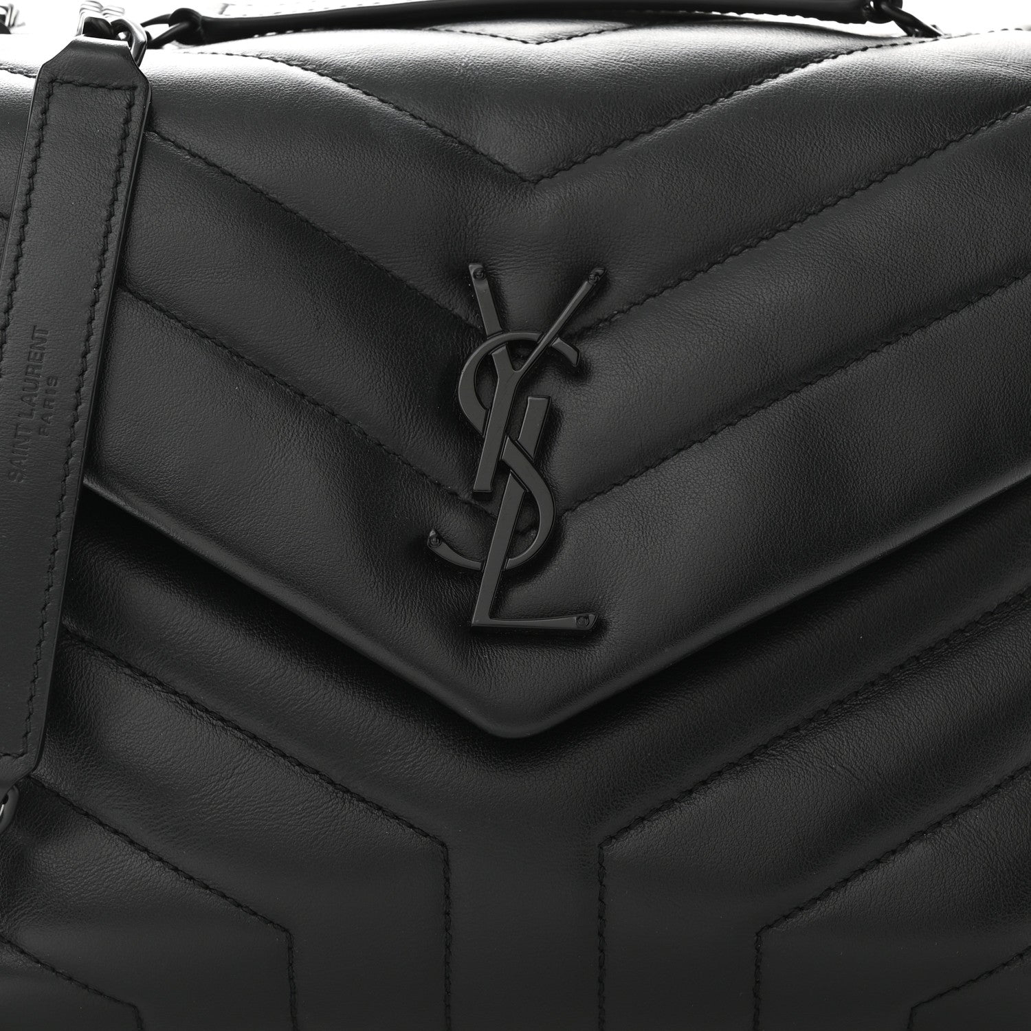 Saint Laurent Calfskin Y Quilted Monogram Monochrome Small Loulou Chain Satchel Black 7 of 9
