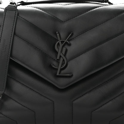 Saint Laurent Calfskin Y Quilted Monogram Monochrome Small Loulou Chain Satchel Black 7 of 9