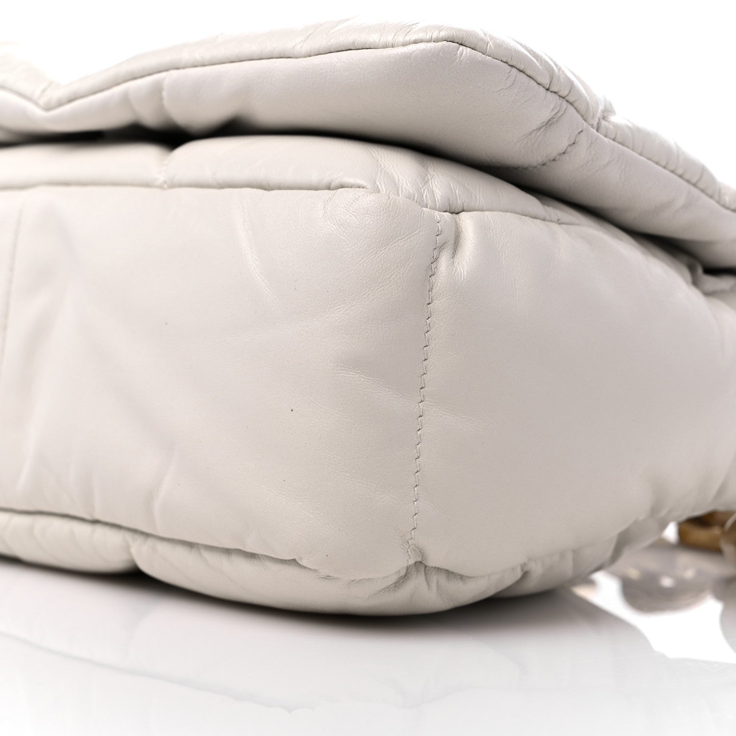 Prada Nappa Soft Padded Logo Embossed Triangle Quilted Shoulder Bag White 9 of 9