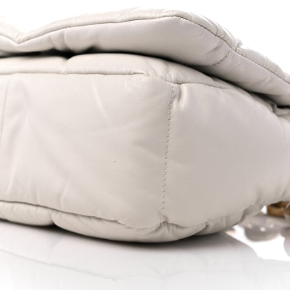 Prada Nappa Soft Padded Logo Embossed Triangle Quilted Shoulder Bag White 9 of 9