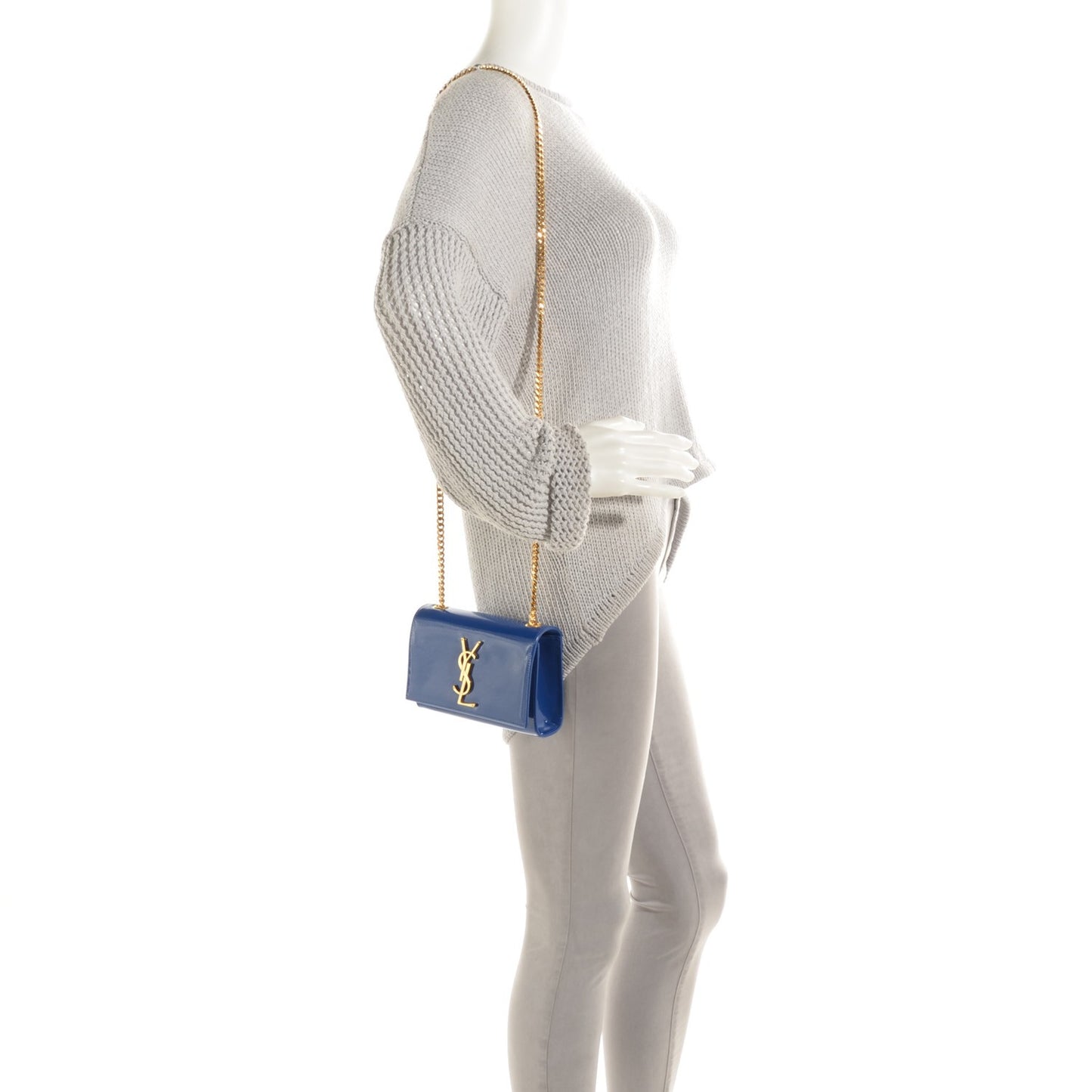 Patent Small Classic Monogram Satchel Royal Blue