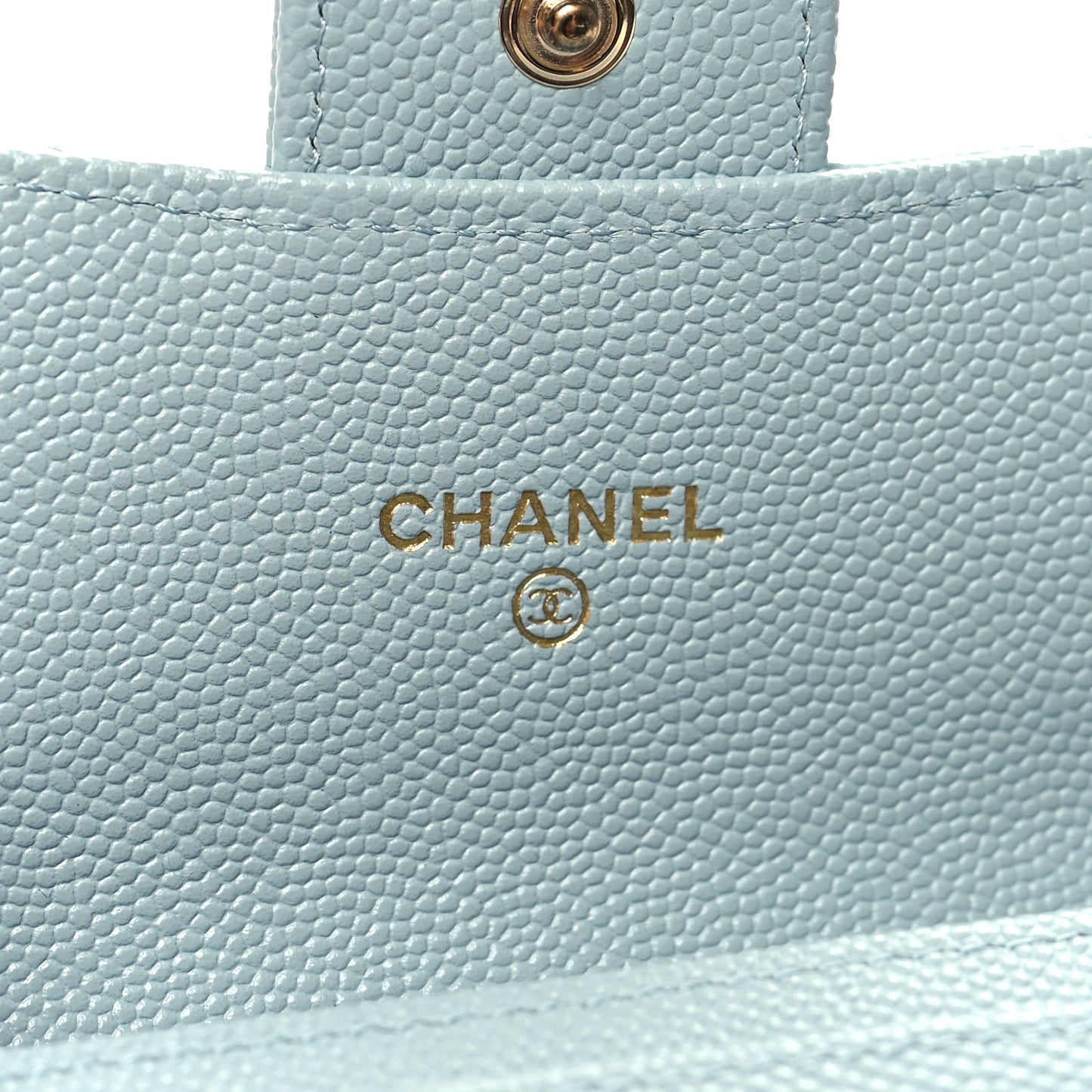 Caviar Quilted Medium Gusset Flap Wallet Light Blue