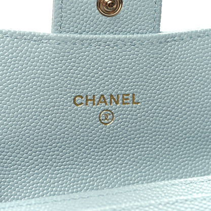 Chanel Caviar Quilted Medium Gusset Flap Wallet Light Blue 6 of 10