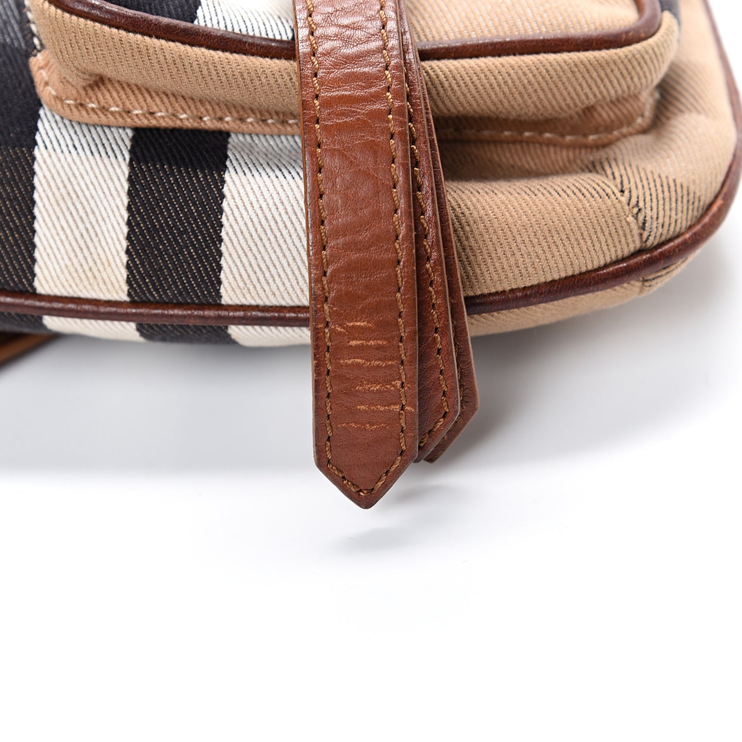 Calfskin House Check Woven Shoulder Bag Tan
