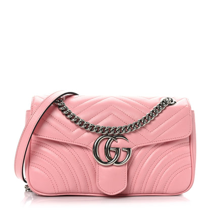 Gucci Calfskin Matelasse Small GG Marmont Shoulder Bag Wild Rose 1 of 9