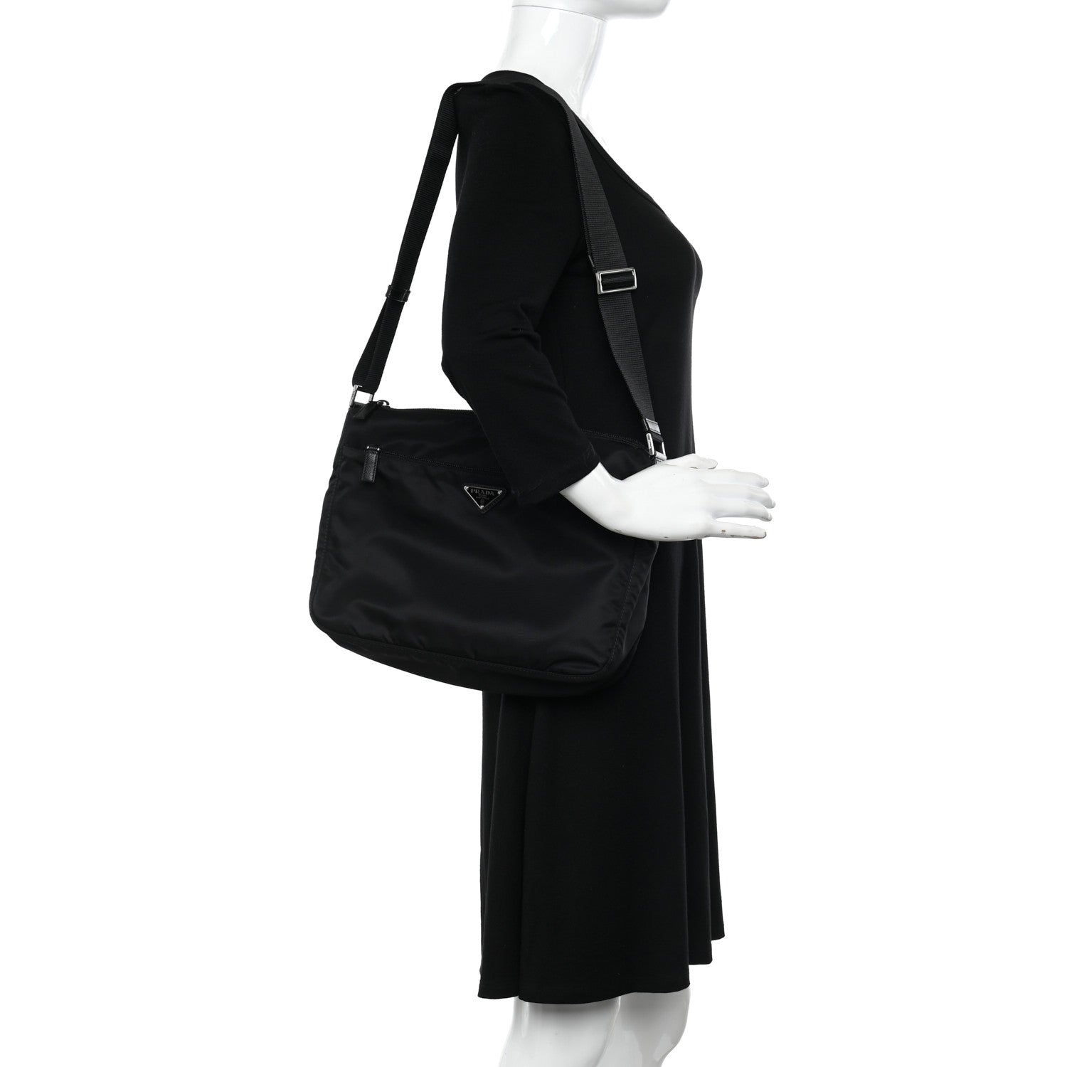 Prada Tessuto Nylon Messenger Bag Black 2 of 9