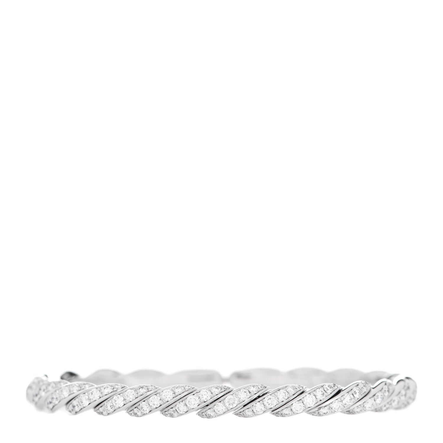David Yurman 18K White Gold Diamond 5mm Paveflex Single Row Bracelet 1 of 4