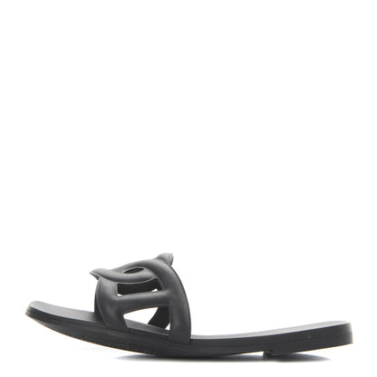 Hermes Rubber Aloha Sandals 39 Black 1 of 8