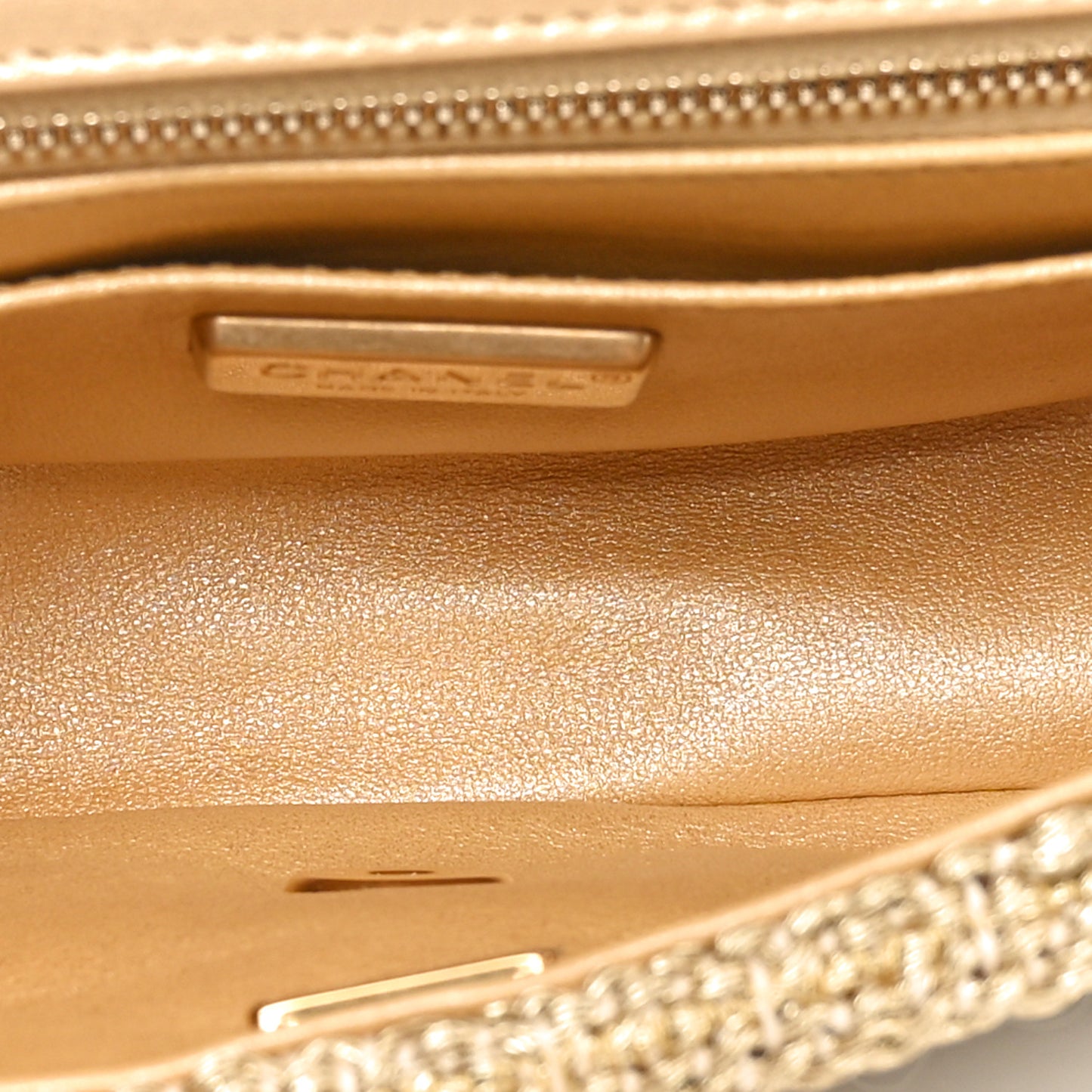 Metallic Woven Fabric Mini Rectangular Flap Gold