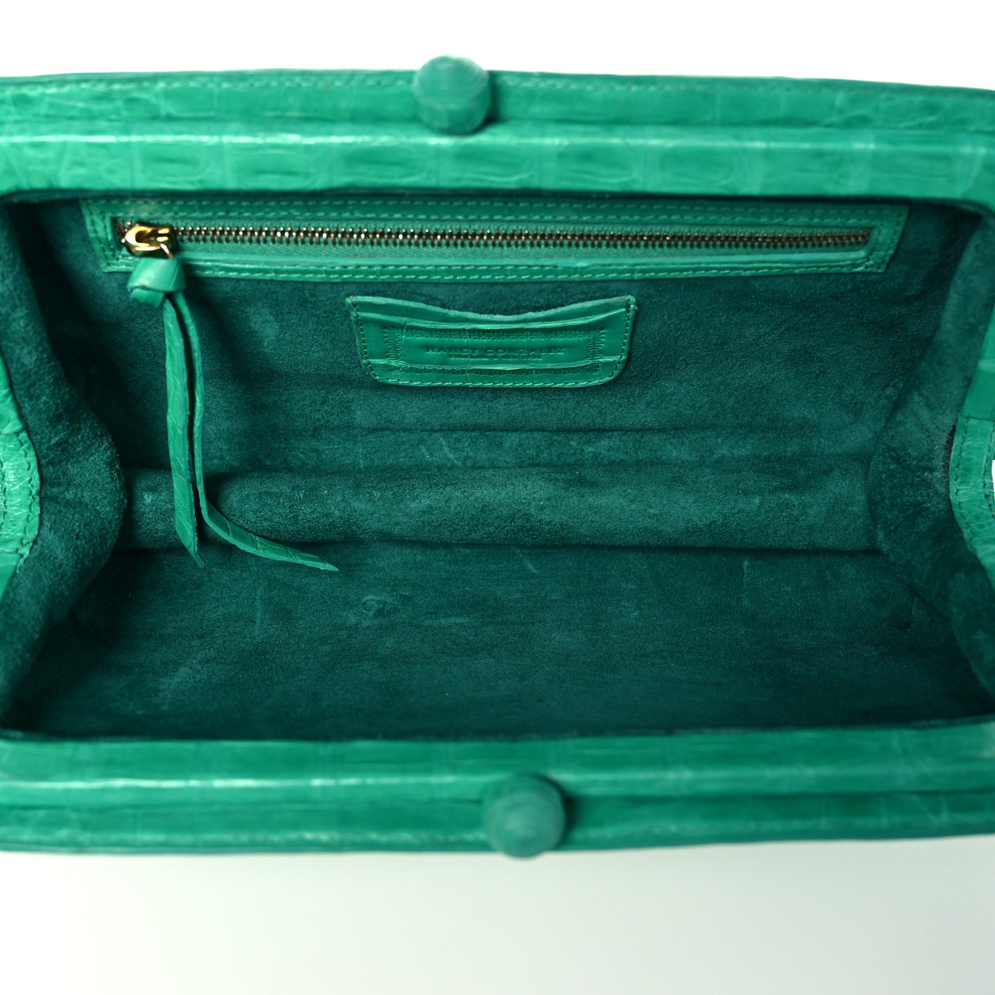 Crocodile Kisslock Clutch Green