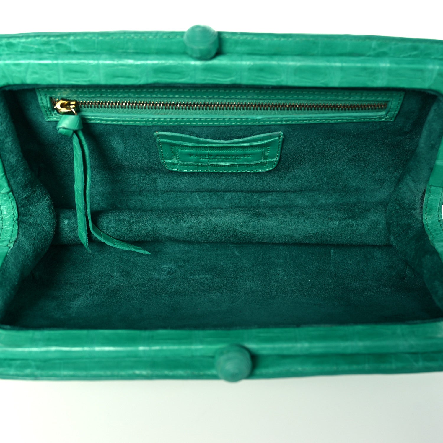 Nancy Gonzalez Crocodile Kisslock Clutch Green 5 of 14