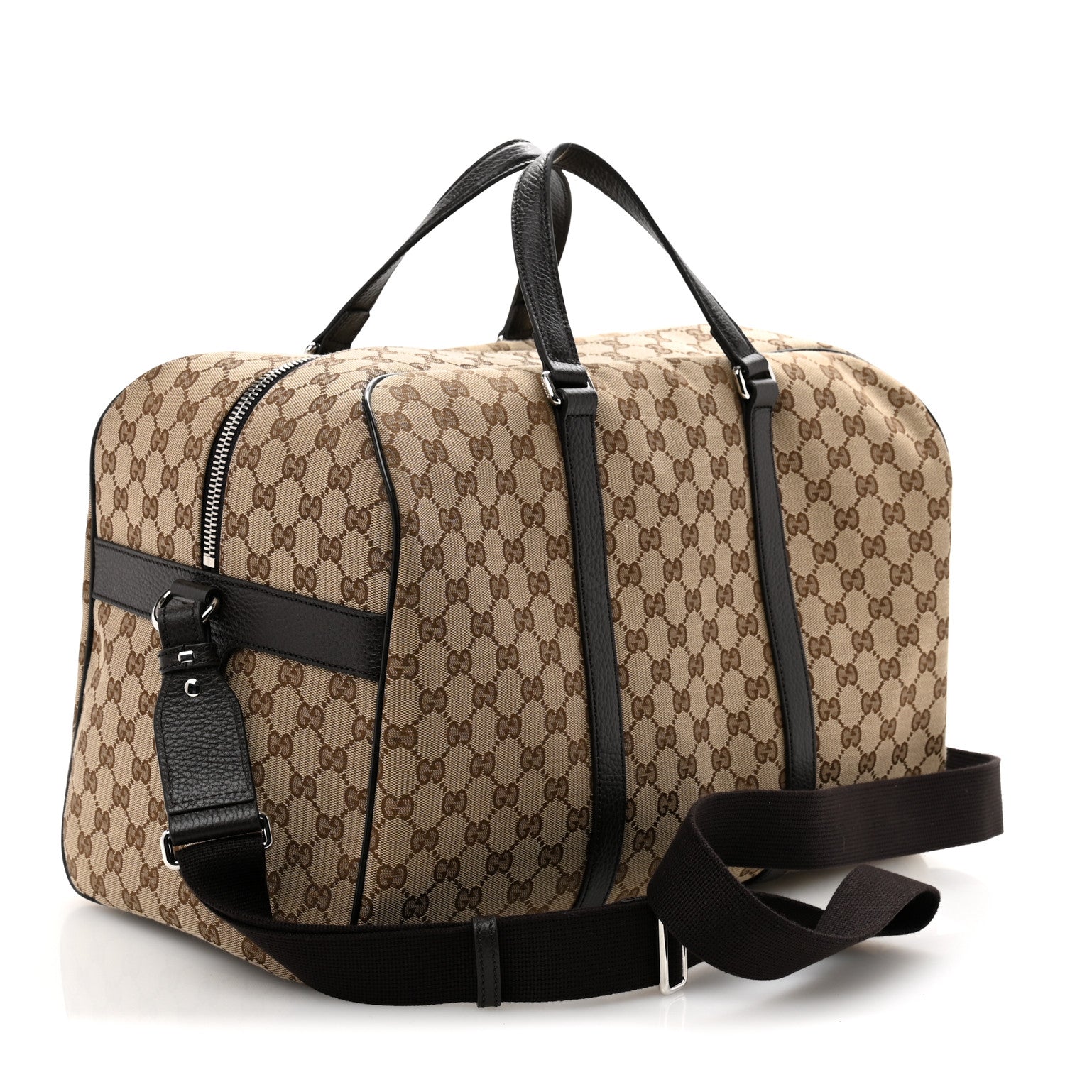 Gucci Monogram Dollar Calfskin Boston Duffle Bag Beige Ebony Testa di Moro Marrone Scuro 2 of 9