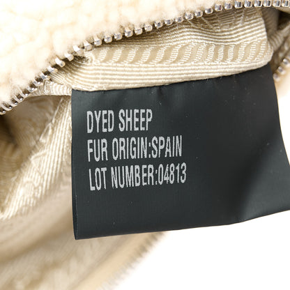 Prada Shearling Mini Re-Edition 2000 Bag Ecru 7 of 11
