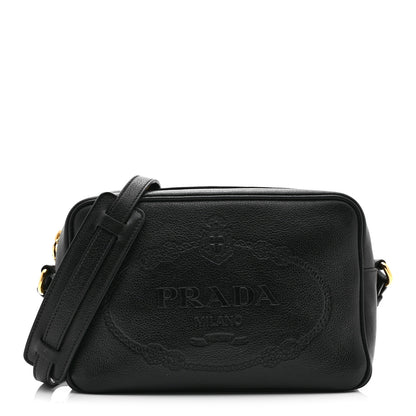 Prada Glace Calfskin Embossed Logo Crossbody Black 1 of 10