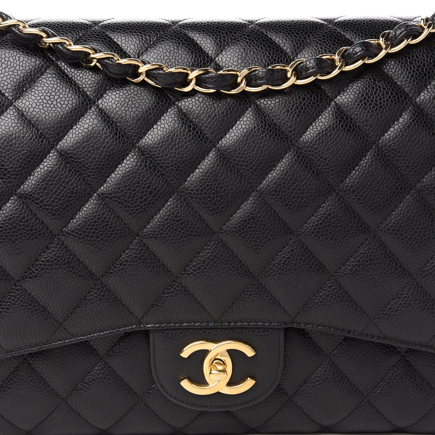 Caviar Quilted Maxi Double Flap Black