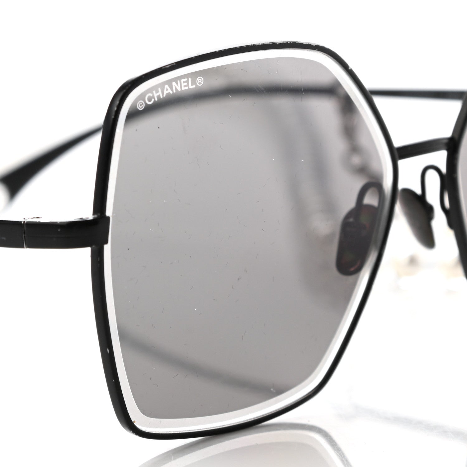 Chanel Metal Butterfly Removable Pearl Chain Sunglasses 4262 Black 8 of 8