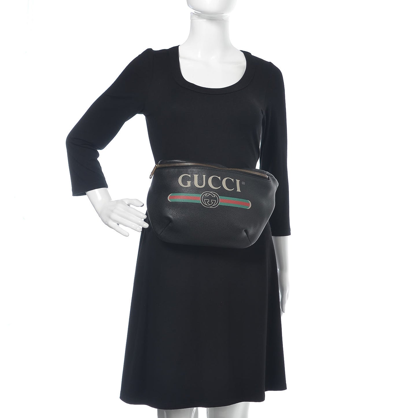 Grained Calfskin Logo Belt Bag Black