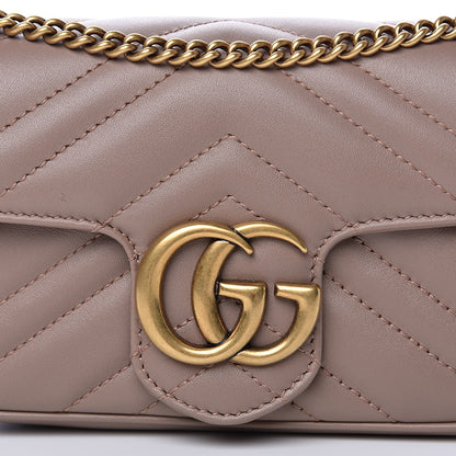 Gucci Calfskin Matelasse Super Mini GG Marmont Shoulder Bag Porcelain Rose 8 of 11