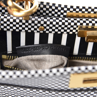 Fendi Pequin Checkered Medium Peekaboo Iconic Satchel Black White 10 of 12