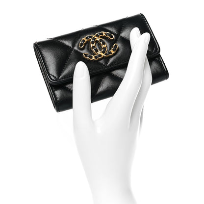 Chanel Lambskin Quilted Chanel 19 Flap Card Holder Black 2 of 9