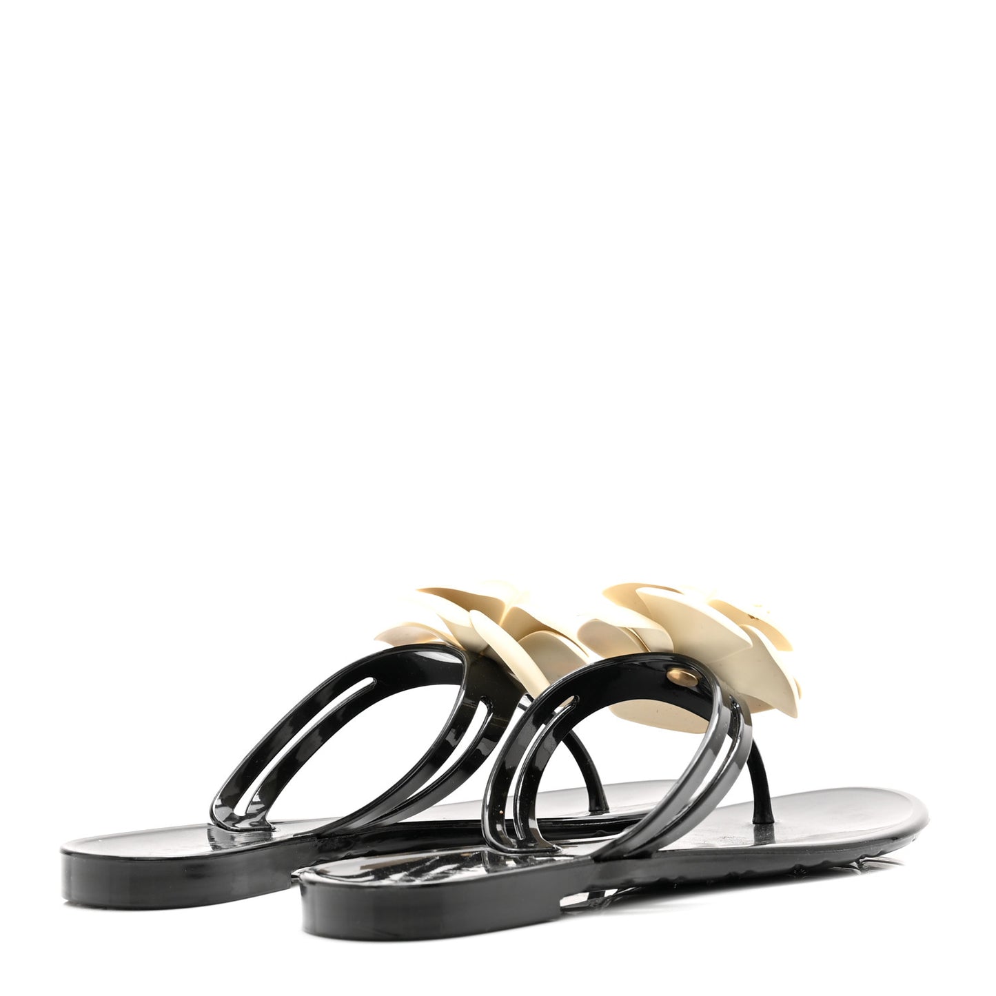 Jelly Camellia Thong Sandals 35 Black Ivory