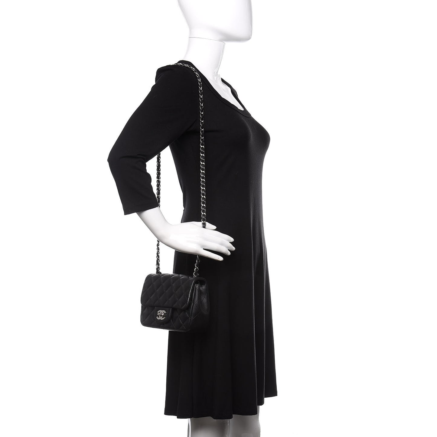 Lambskin Quilted Mini Square Flap Black