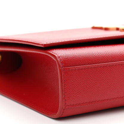 Saint Laurent Grain De Poudre Medium Monogram Kate Satchel Red 10 of 12