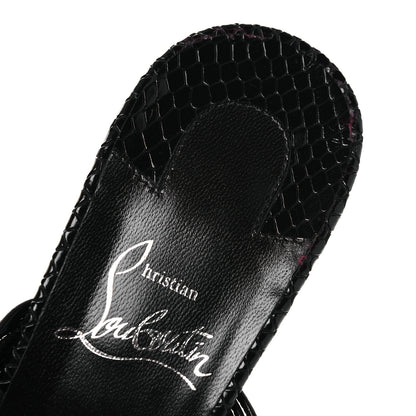 Christian Louboutin Kid Snakeskin Embossed Multitaski 70 Sandals 37 Black 11 of 11