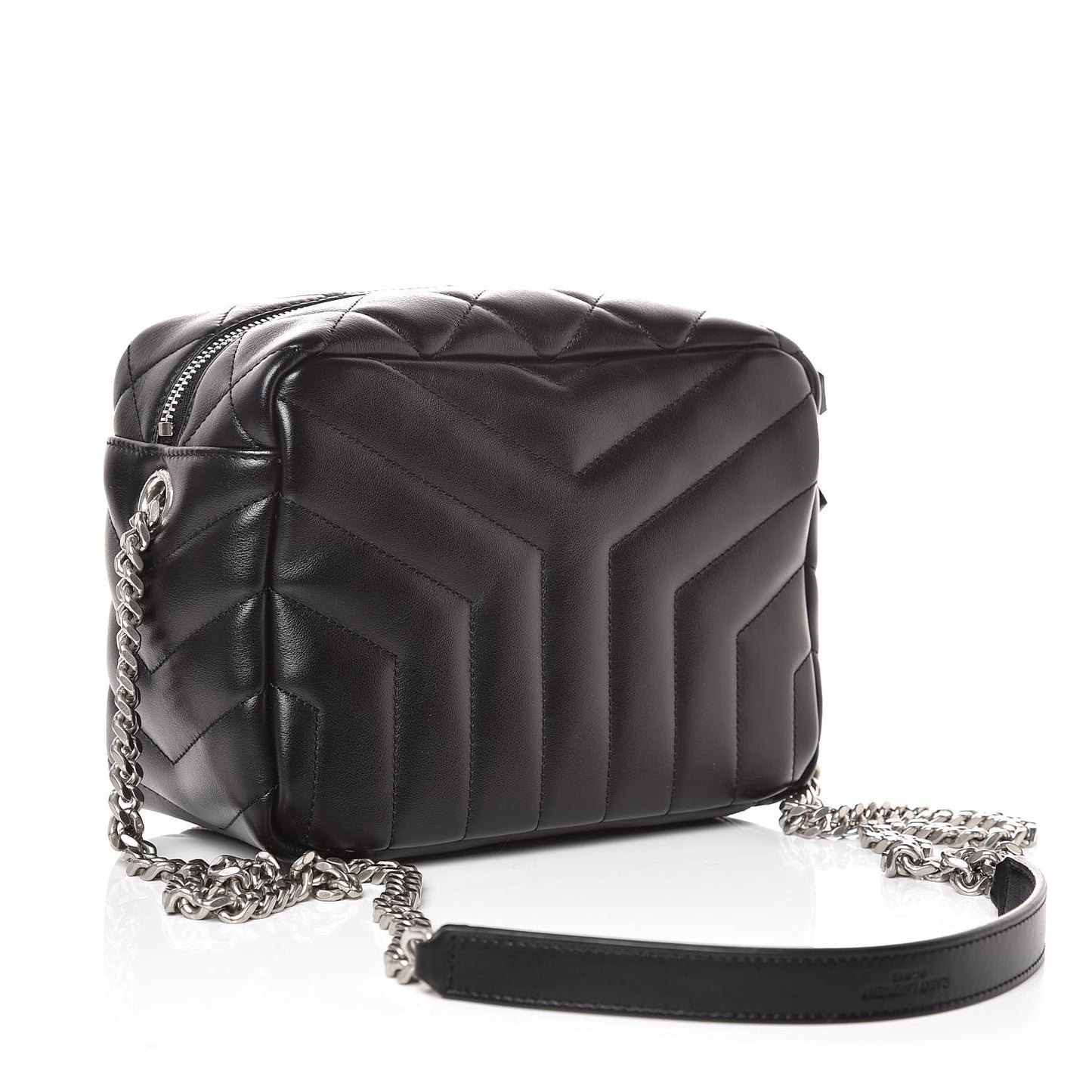 Calfskin Y Quilted Monogram Small Loulou Bowling Bag Black