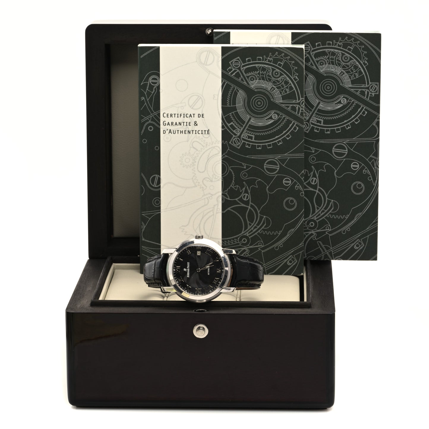 18K White Gold Alligator 39mm Jules Audemars Automatic Watch Black 15120BC.OO.A002CR.03