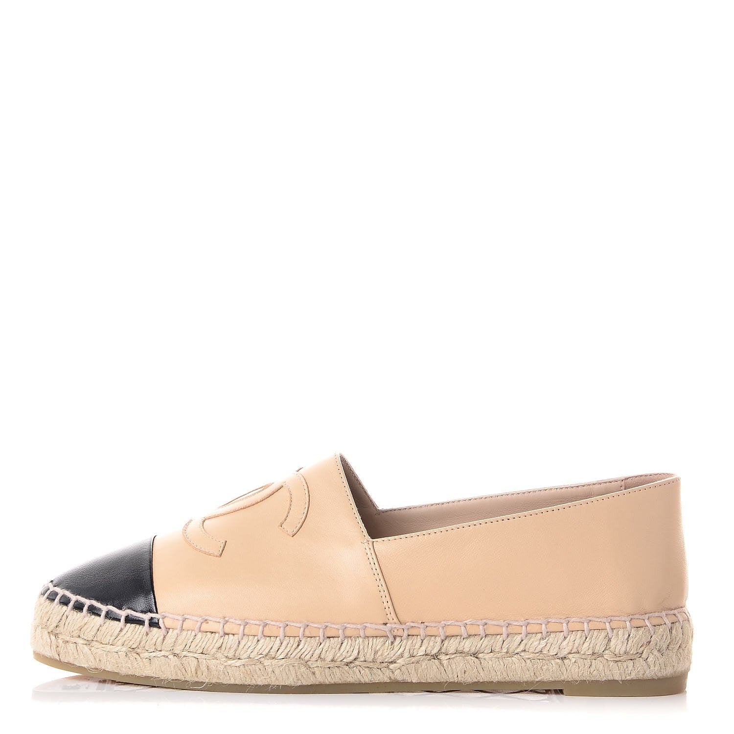 Chanel Lambskin CC Espadrilles 38 Beige Black 1 of 10