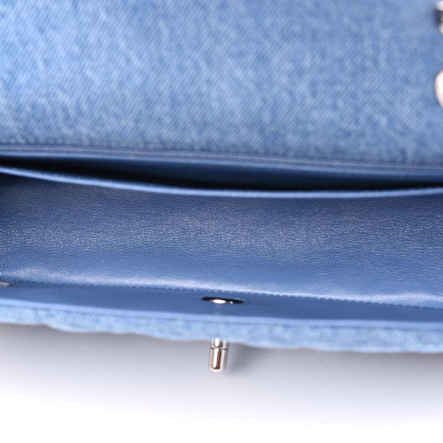 Denim Braided Medium Flap Bag Light Blue