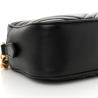 Gucci Calfskin Matelasse Small GG Marmont Chain Shoulder Bag Black 9 of 12