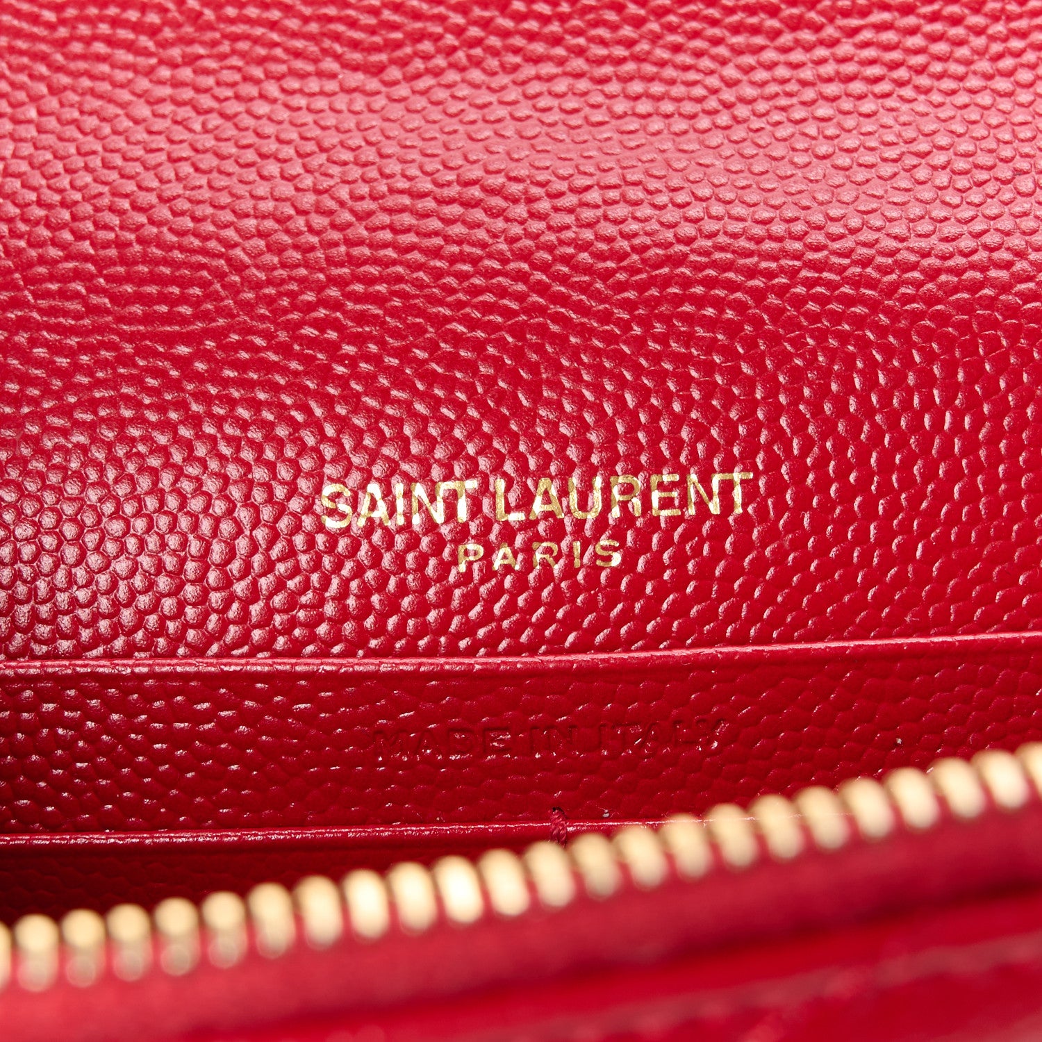 Saint Laurent Grain De Poudre Matelasse Chevron Monogram Envelope Chain Wallet Red 6 of 13
