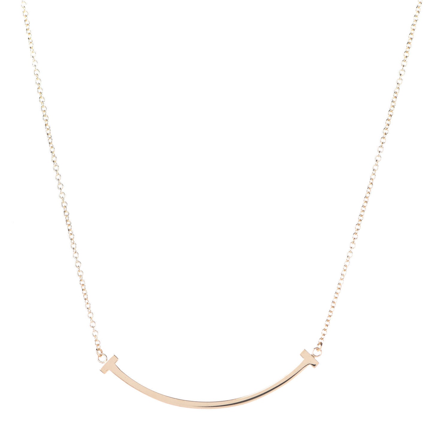 18K Yellow Gold Small T Smile Pendant Necklace