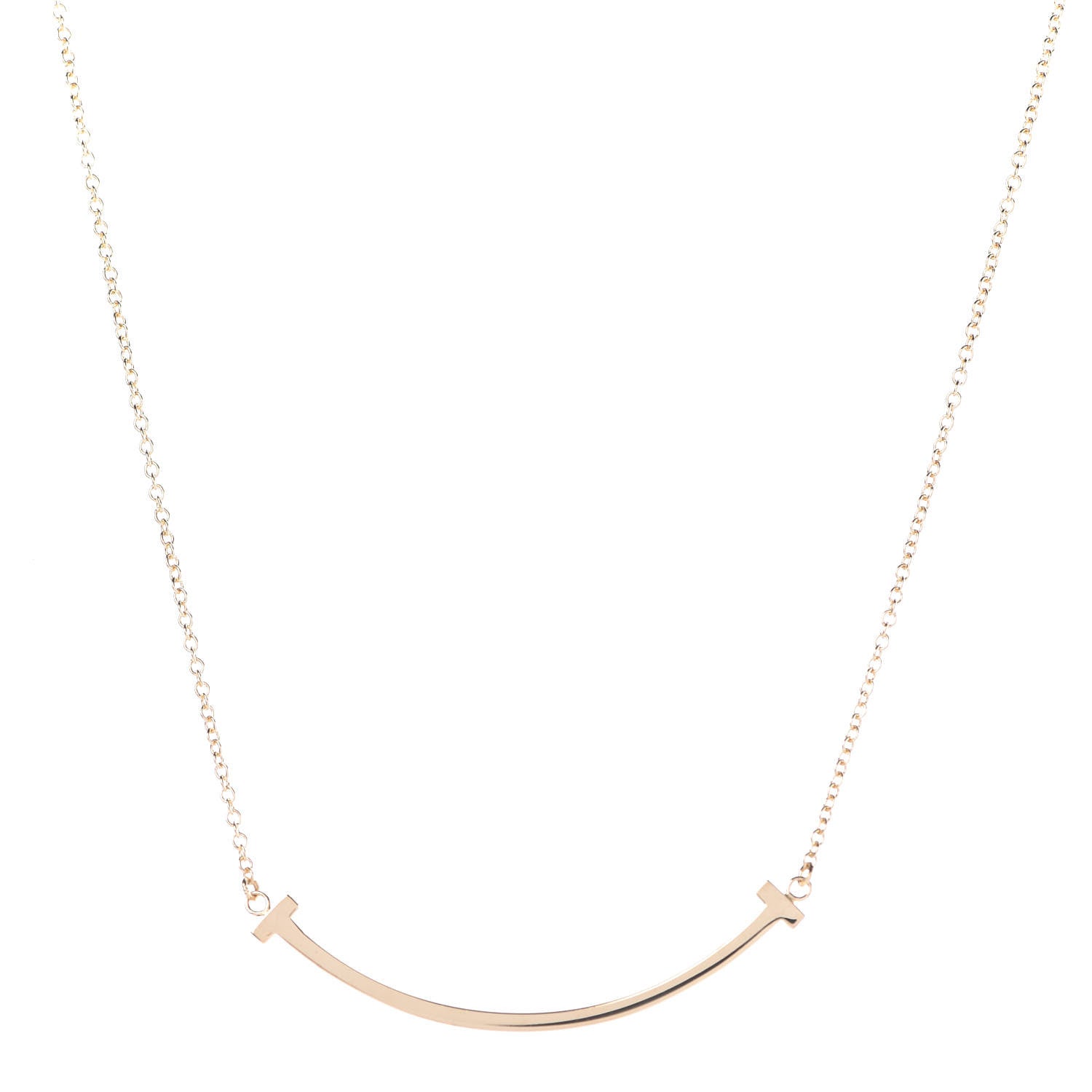 Tiffany 18K Yellow Gold Small T Smile Pendant Necklace 3 of 6