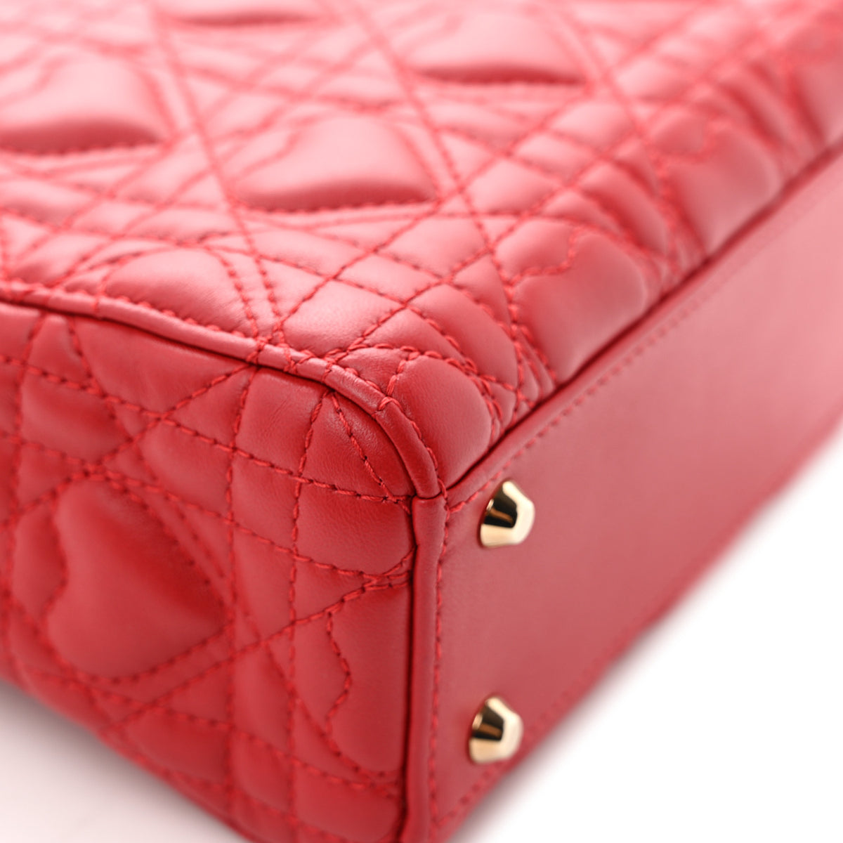 Calfskin Cannage Dioramour Mini Lady Dior Bag Bright Red