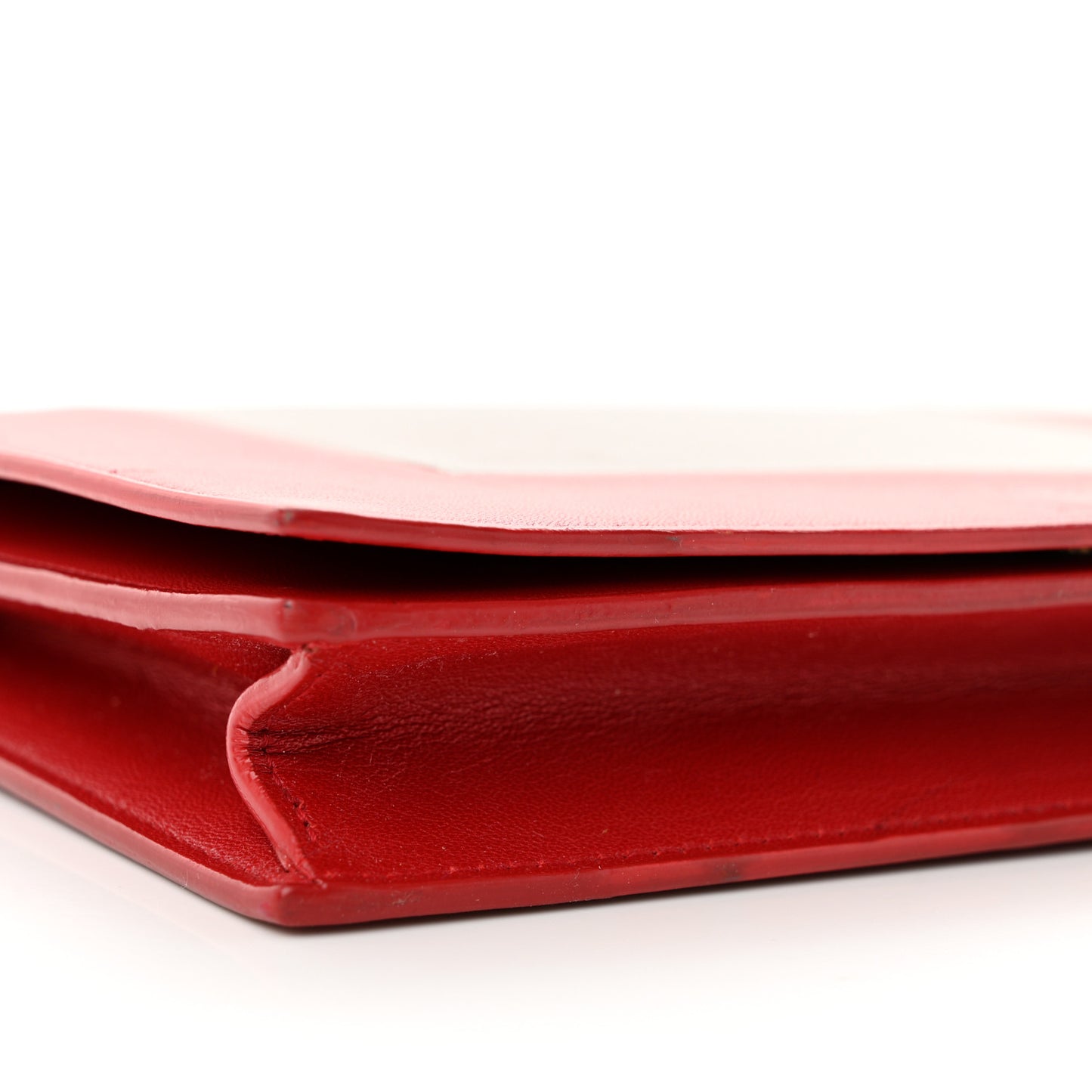 Smooth Lambskin Frame Evening Chain Clutch Grey Red