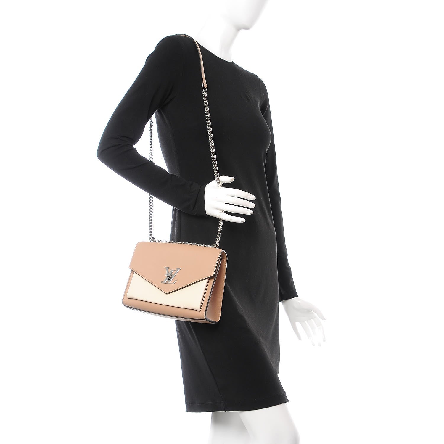 Louis Vuitton Soft Calfskin Mylockme Chain Bag BB Papyrus Creme 2 of 7