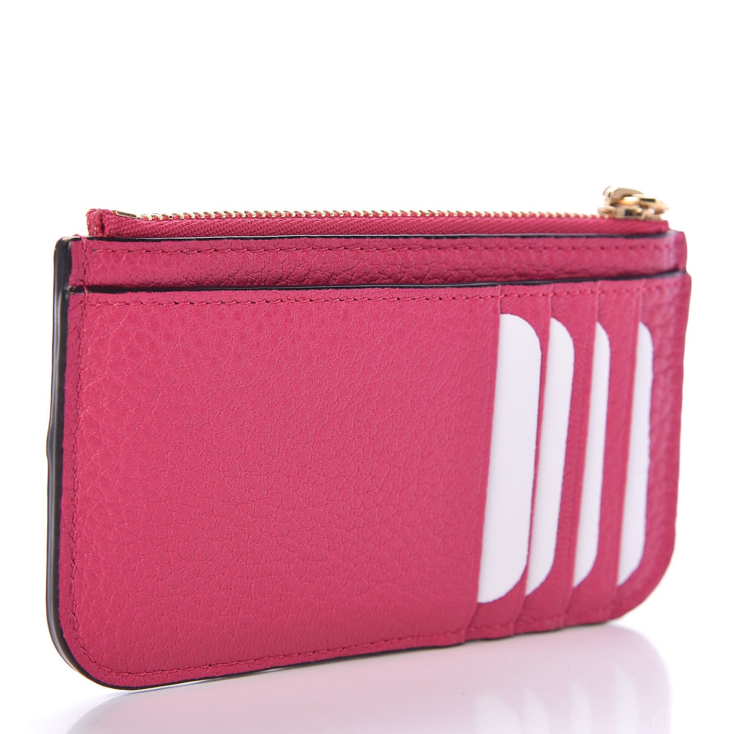Grained Calfskin Drew Card Holder Fuchsia Rose