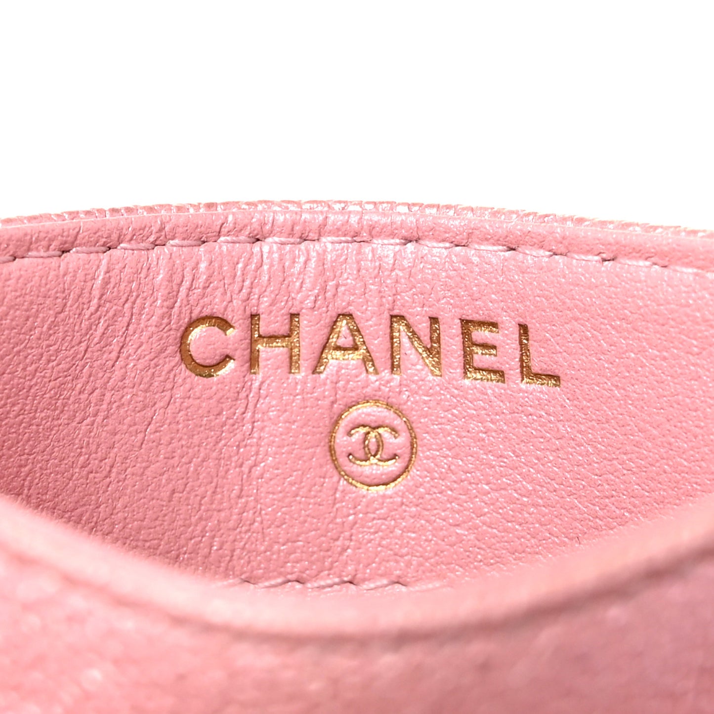 Iridescent Caviar Quilted Card Holder Rose Pink