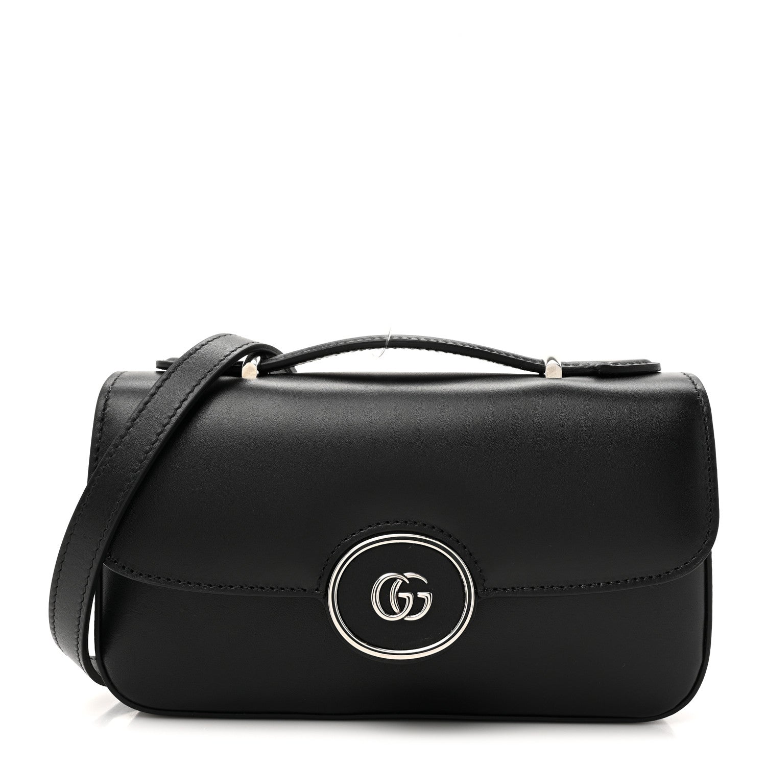 Gucci Senna Calfskin Petite GG Top Handle Shoulder Bag Black 1 of 12