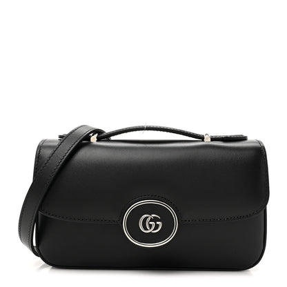 Gucci Senna Calfskin Petite GG Top Handle Shoulder Bag Black 1 of 12