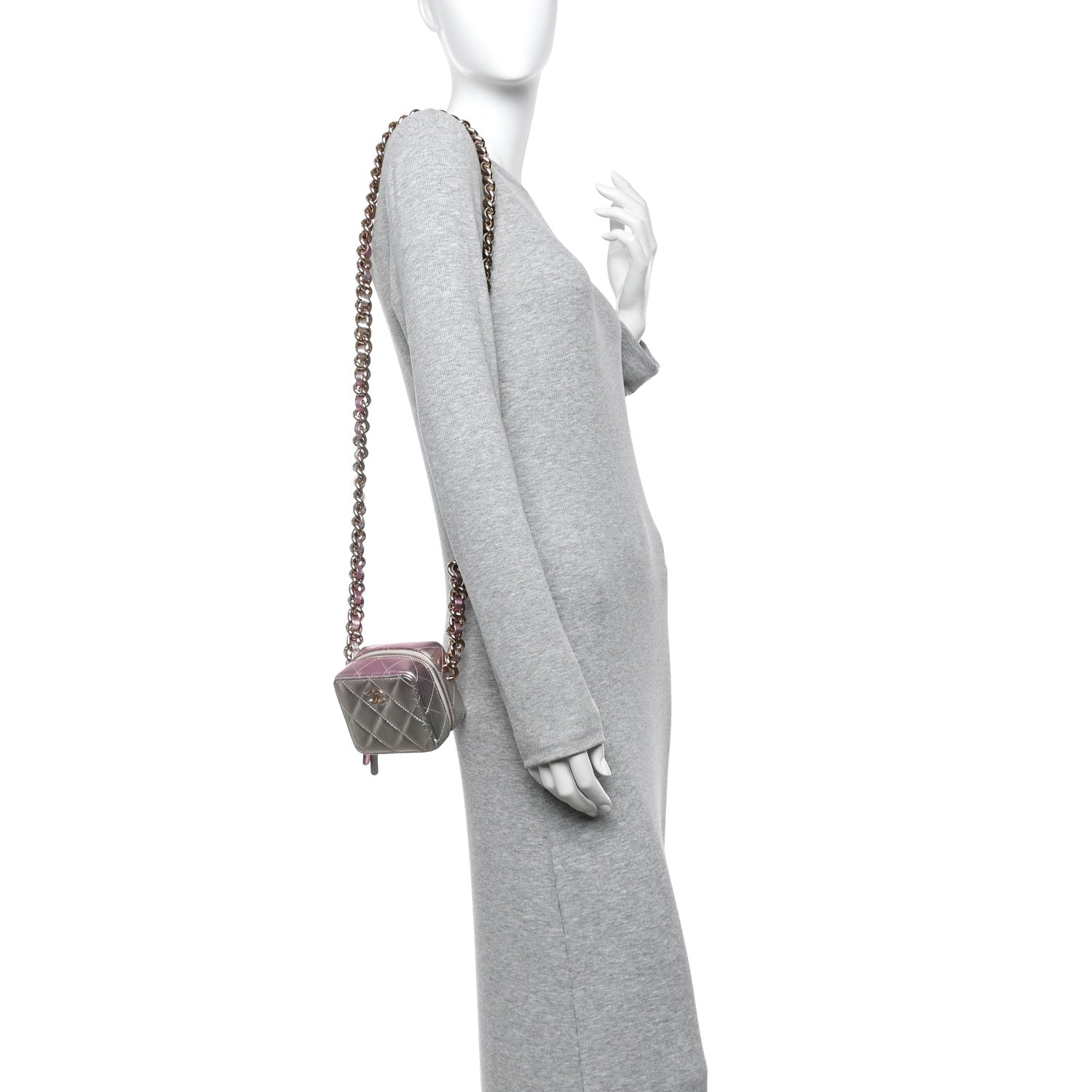 Chanel Gradient Metallic Lambskin Quilted Like A Wallet Clutch With Chain Gold Pink 2 of 13