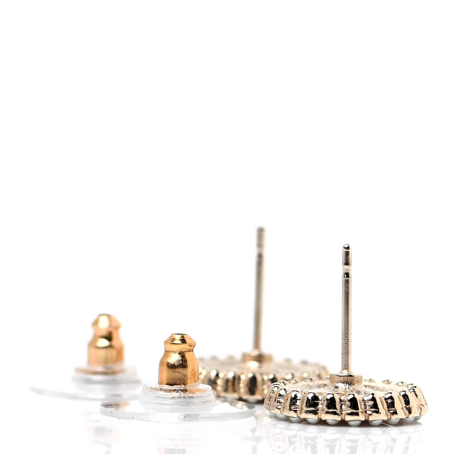 Chanel Pearl CC La Pausa Studded Earrings Gold 3 of 4