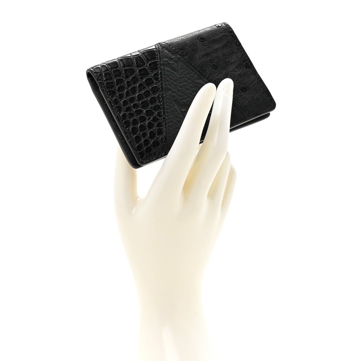 Ostrich Crocodile Pocket Organizer Black